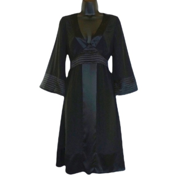 Central Park West Dresses & Skirts - REVOLVE'S Central Park West ALL Silk Bell Sleeve Plunge Neck Tie Back Midi Dress